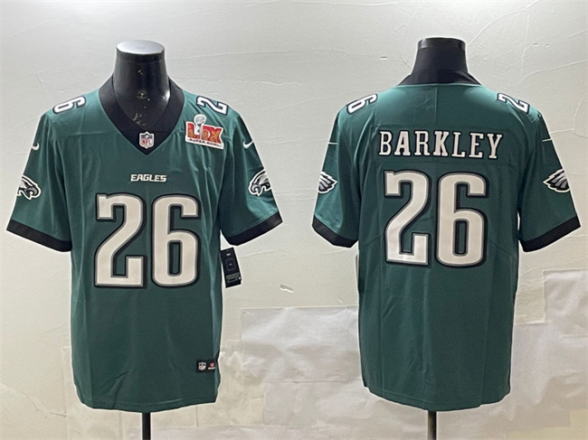 Men's Philadelphia Eagles #26 Saquon Barkley Green 2025 Super Bowl LIX Patch New Vapor Untouchable Limited Stitched Football Jersey Men's Philadelphia Eagles #26 Saquon Barkley Green 2025 Super Bowl LIX Patch New Vapor Untouchable Limited Stitched Football Jersey